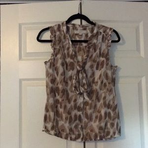 LOFT Sleeveless Brown Print Blouse